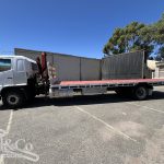 2005 Hino Ranger Tray Back Truck with Crane exterior passenger side