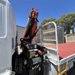 2005 Hino Ranger Tray Back Truck with Crane crane fitment