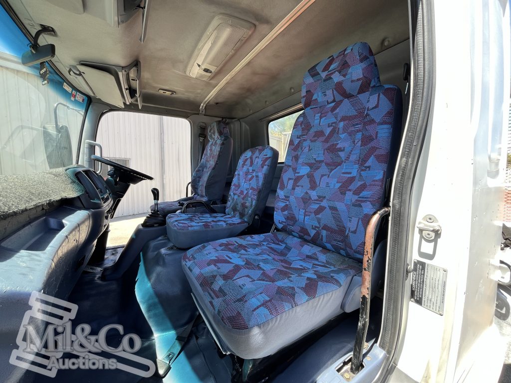 2005 Hino Ranger Tray Back Truck with Crane interior passenger seat