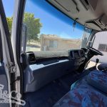 2005 Hino Ranger Tray Back Truck with Crane interior dash from passenger side