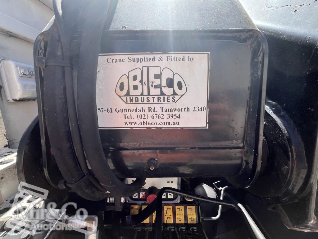 2012 Isuzu FVZ 1000 Tray Back Truck with Hiab crane identification stickers