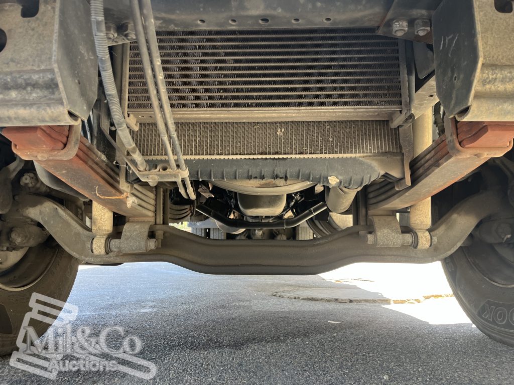 2005 Hino 500 GH Fridge Truck underside from front of vehicle