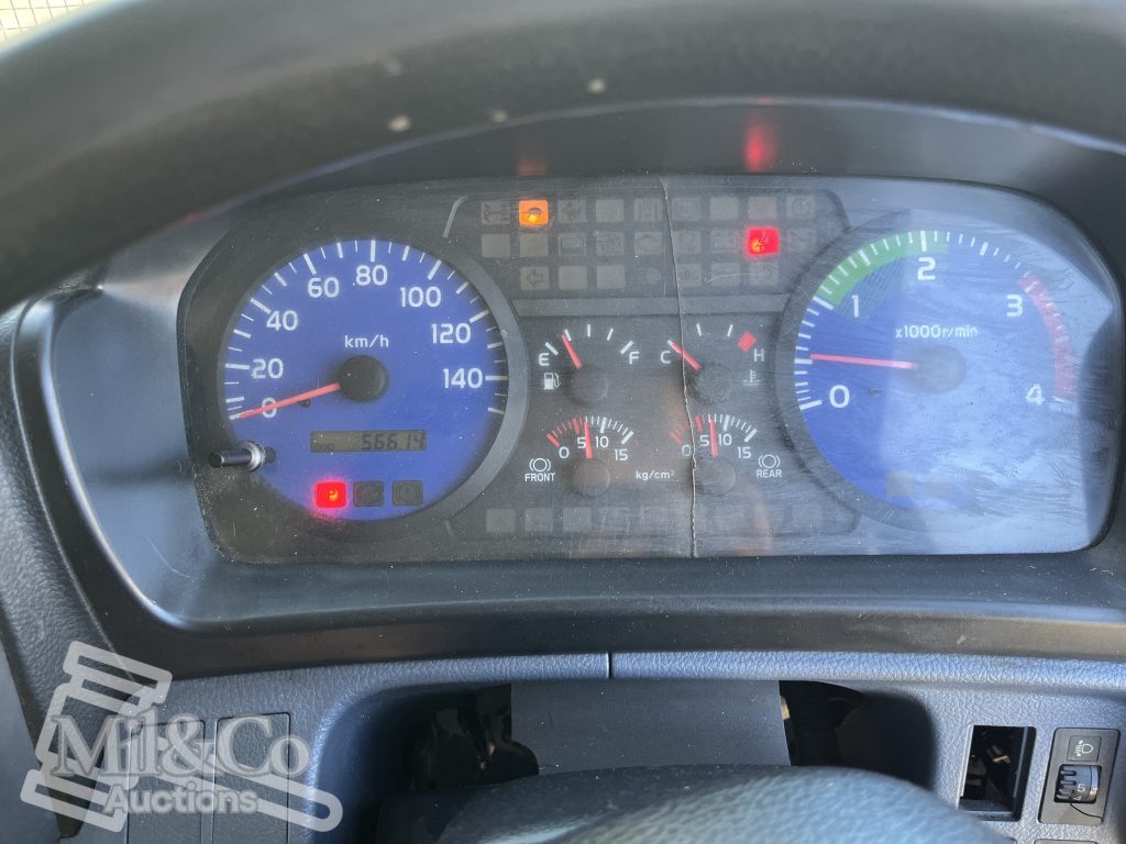 2005 Hino 500 GH Fridge Truck instrument cluster showing 56614 kilometres